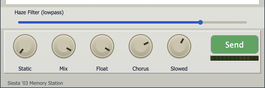 The controls: Static, Mix, Float, Chorus and Slowed, with the mood faces above them.